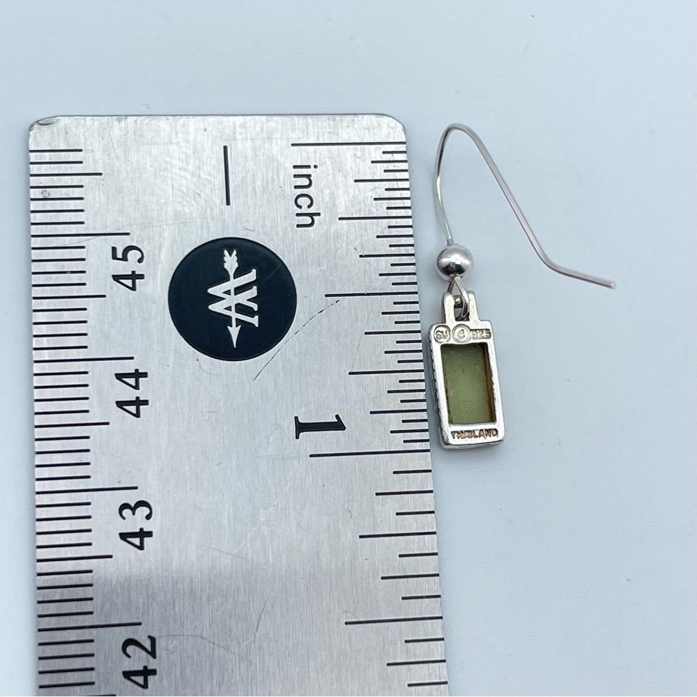 Cute 925 Sterling Silver Rectangular Green Inlay … - image 4